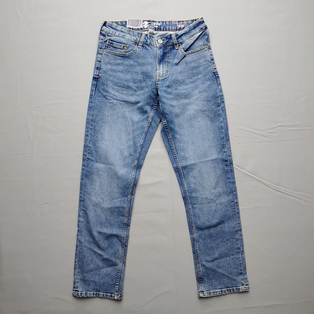 IZOD Jeans Mens Straight Fit Comfort Stretch Blue Denim Pants 30x30